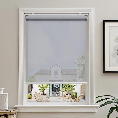 Cordless Roller Shades for Windows Light Filtering Shades 23″W x 72″H Grey