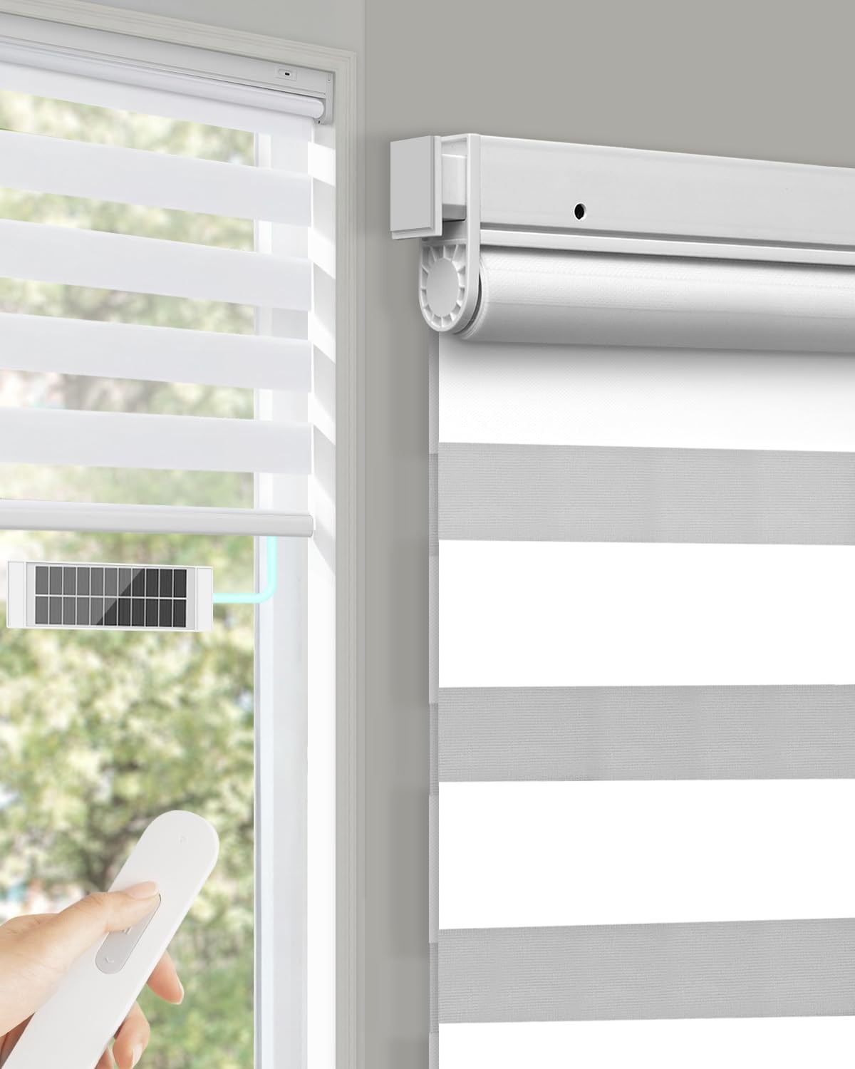 Lichtdim24 No Drill Motorized Zebra Blinds Remotecordless Shades Dual