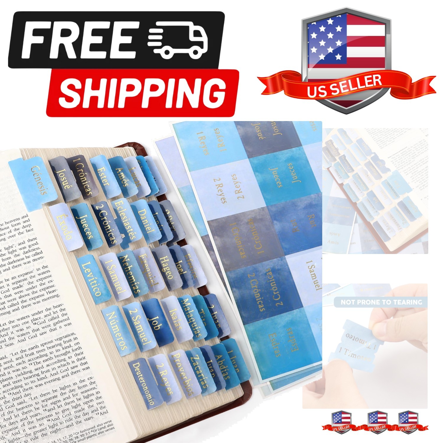 Sky Blue Spanish Bible Tabs – Sturdy Laminated Waterproof Estilo Sky Blue par…