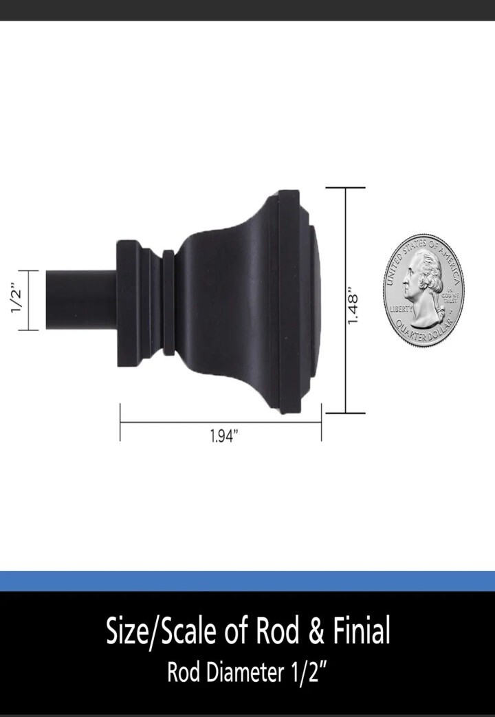 Mainstays 28-48 In. Twain Adjustable Petite Cafe Curtain Rod, 1/2 In. Diameter