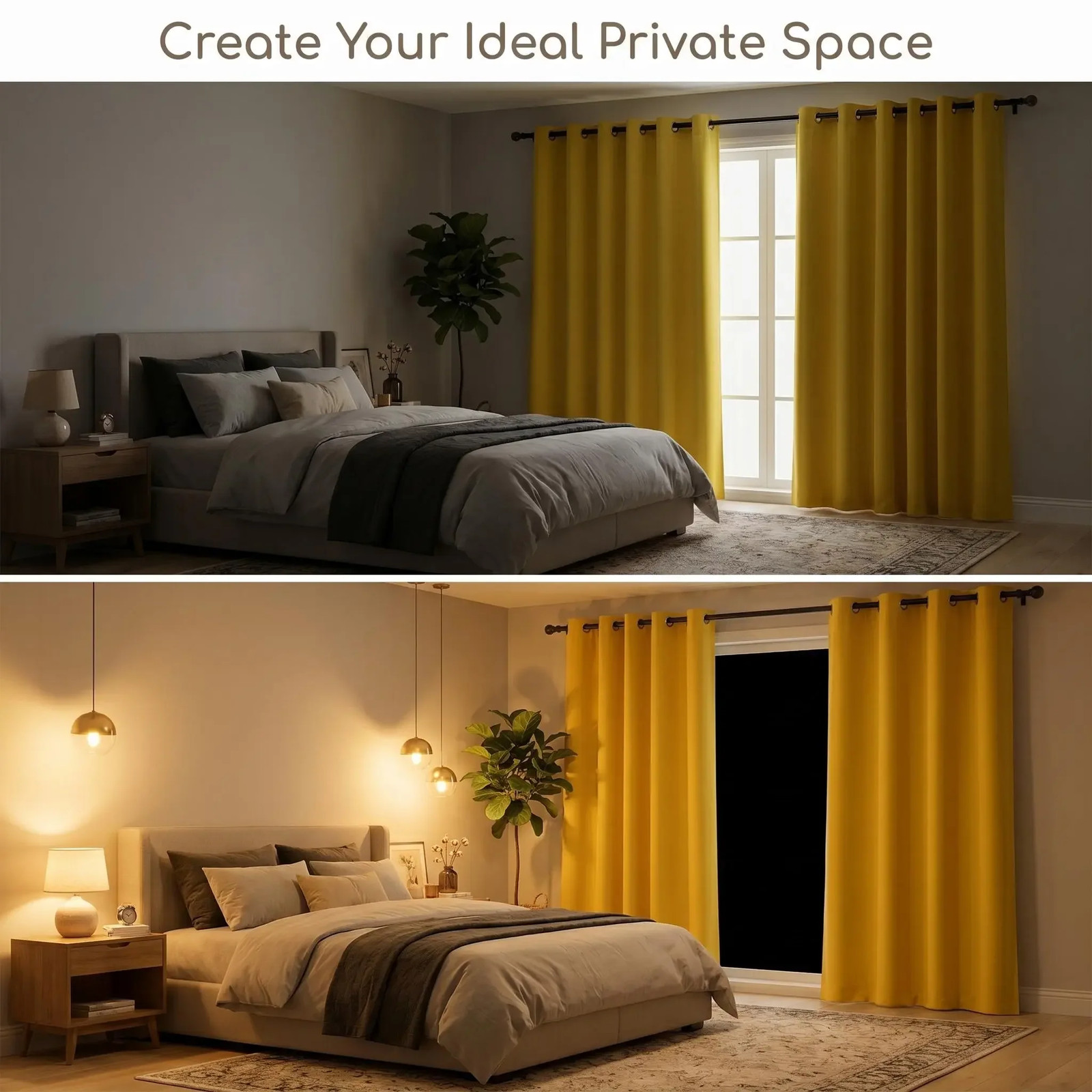 2-Panel 52″X84″ Solid Full Blackout Grommet Curtains for Ultimate Light Control