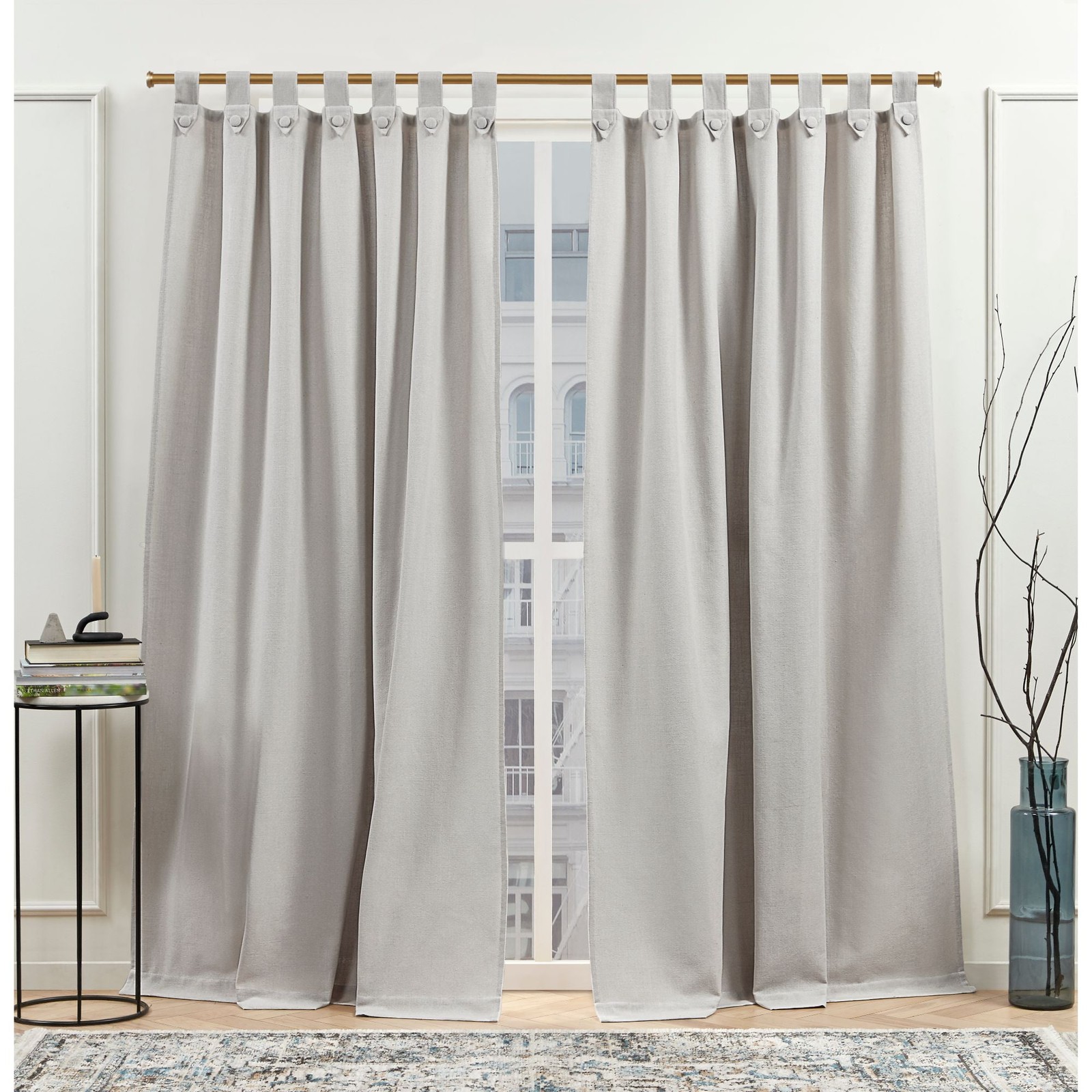 Nicole Miller New York Tab Top Light Curtain Panels, 54″x 84″, Silver, Set of 2
