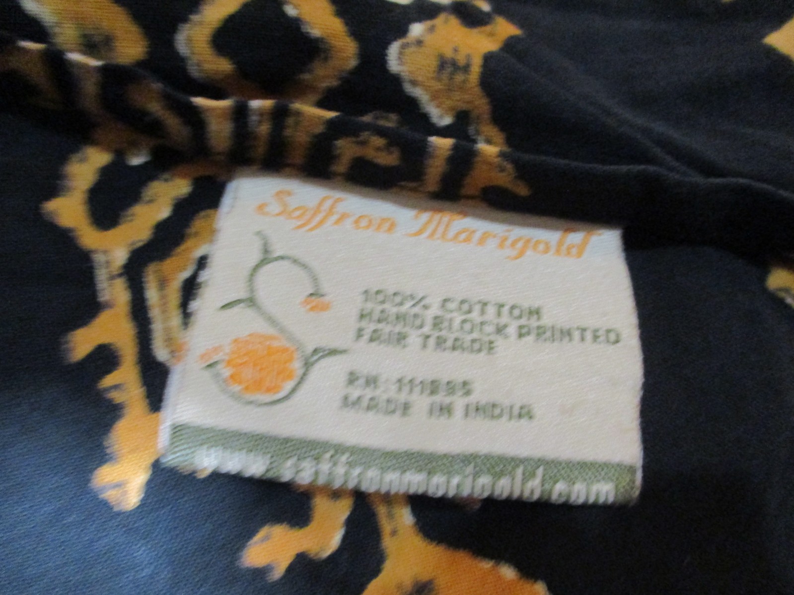 1-Saffron Marigold Block Print Navy & Gold Cotton Pillow 25″ xX 25″