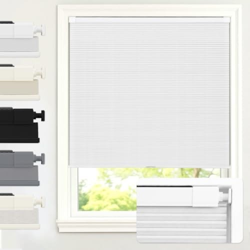 100% Blackout No Drill Cellular Shades Blinds for 22″W x 48″H Blackout-white