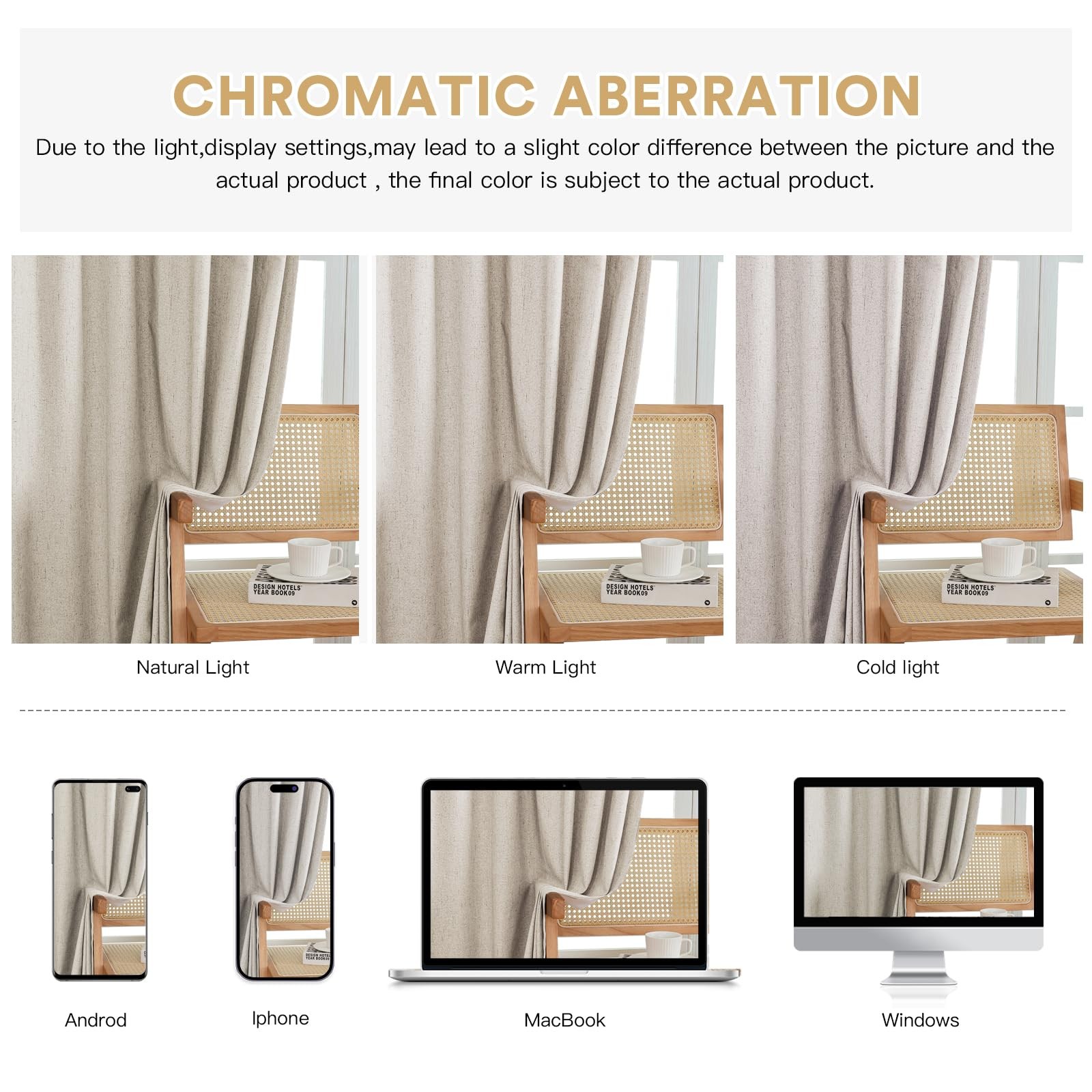 100% Blackout Linen Curtains for Bedroom 84 inches Length 2 Panels Set,Black …
