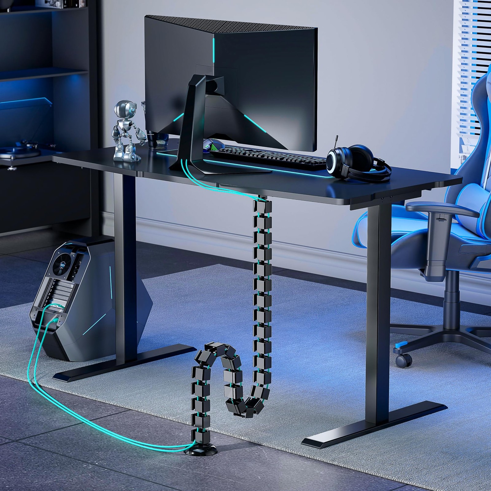 PEGZONE Under Desk Cable Management Spine, Flexible Cable Snake Organizer for…