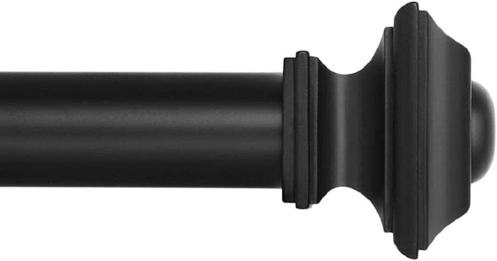 Ivilon Window Curtain Rod – End Cap Style, 1 Inch Pole, 28 to 48 length, Black