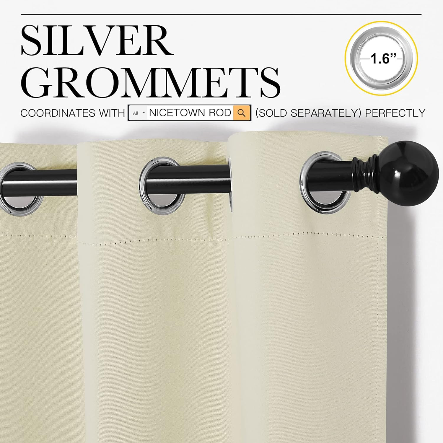 Kitchen Curtains for Decoration, Thermal Insulated Grommet Room Darkening Draper