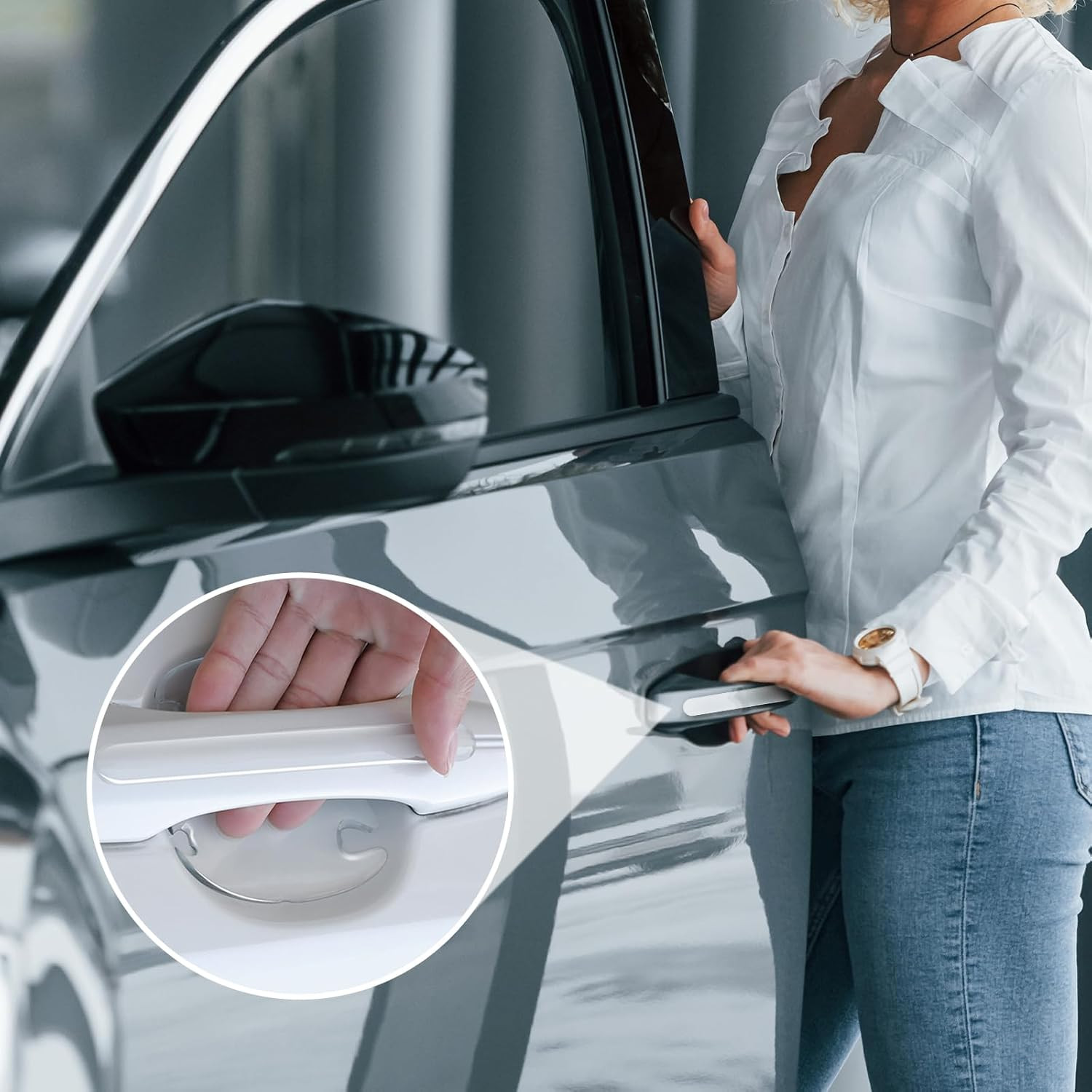 8PCS Clear Car Door Handle Protector – Transparent Anti-Scratch PET Film Sticker