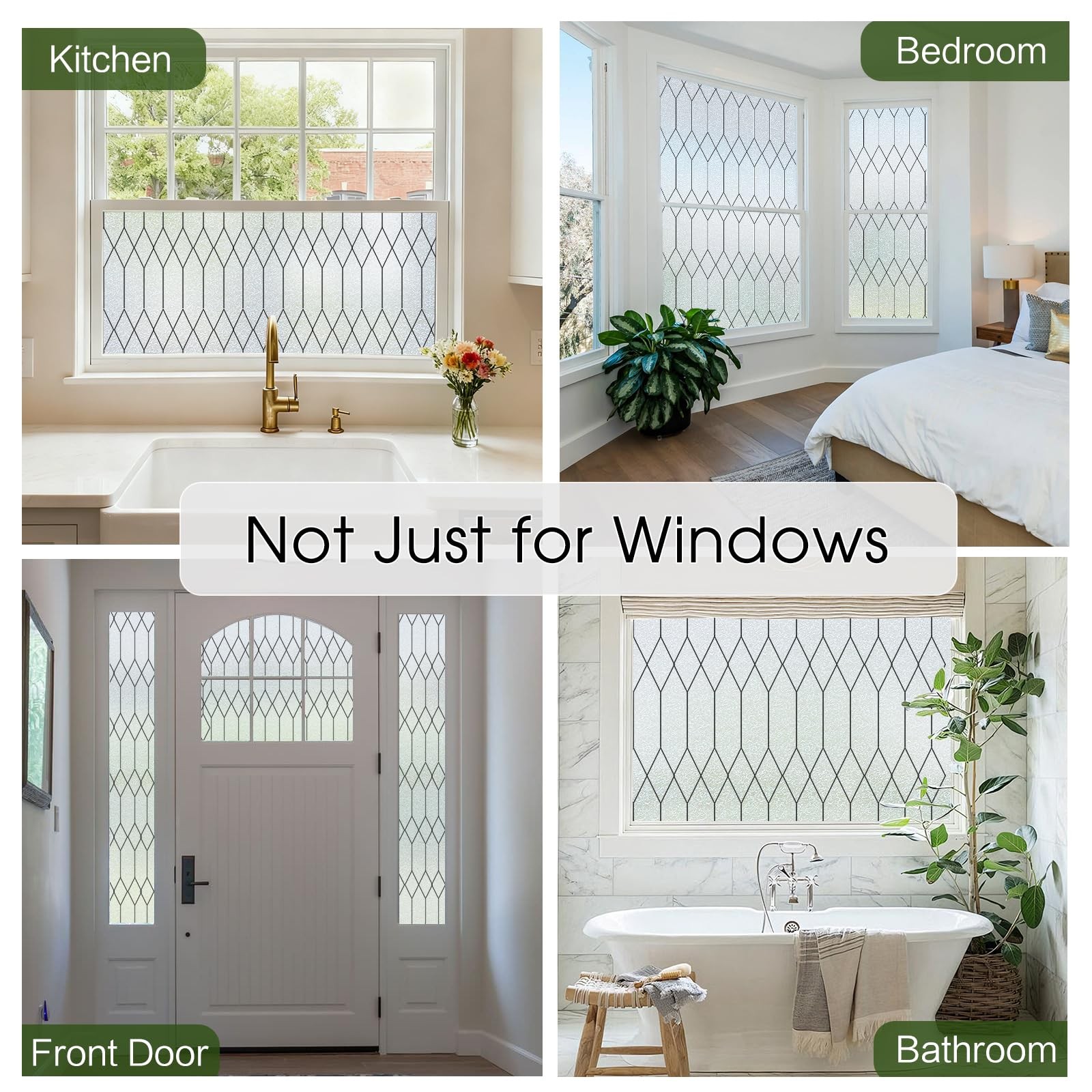 Windimiley Window Privacy Film Stained Glass Static 17.5 x 78.7 Inch, A-pure