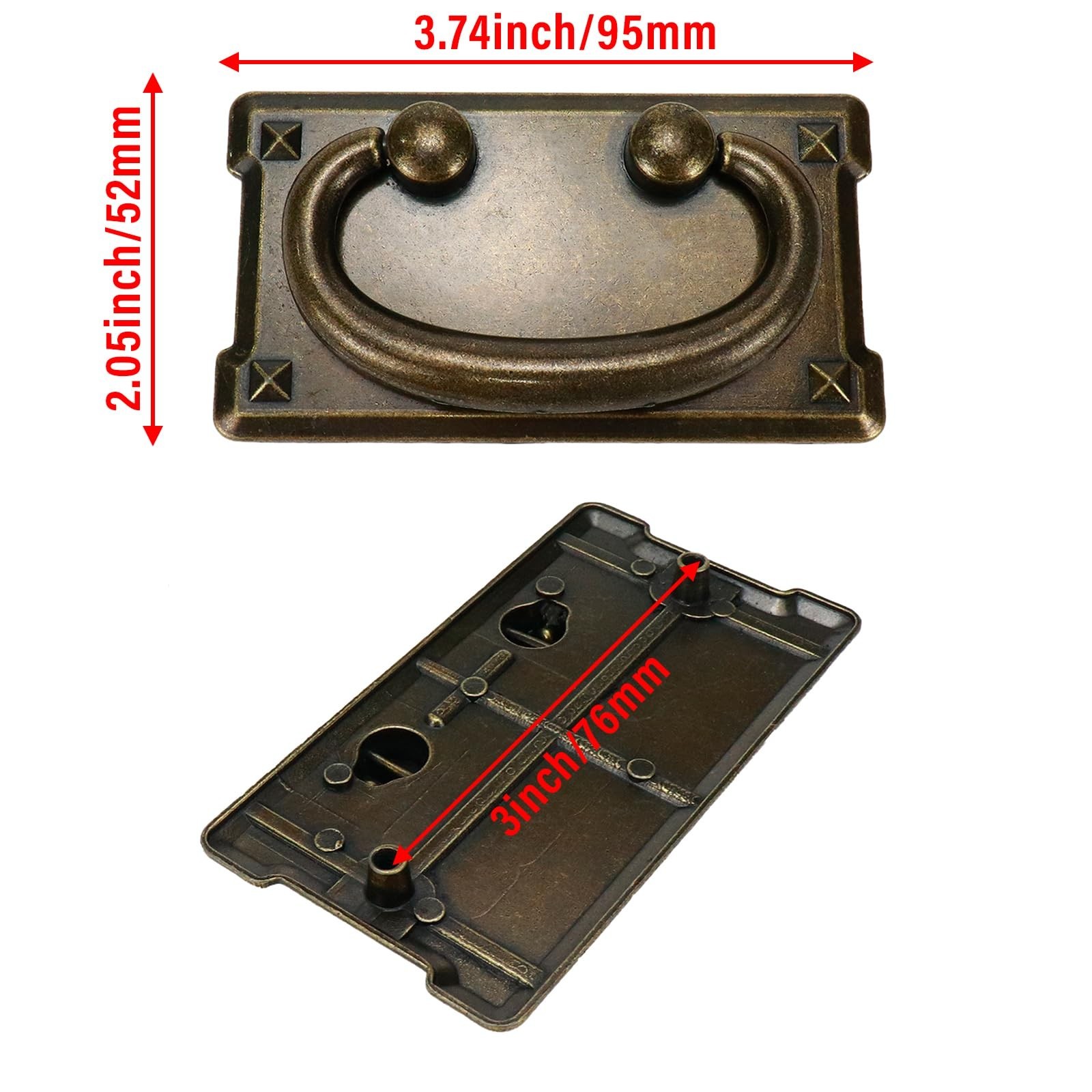 5pcs Horizontal Bail Pulls 3 Inch Cabinet Rectangular Drop Ring Boxes Pulls Z…
