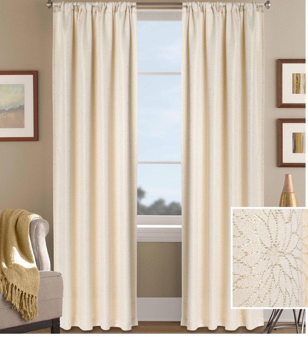 Better Homes And Gardens Golden Blooms Metallic Floral Shimmer Jacquard Panel 84