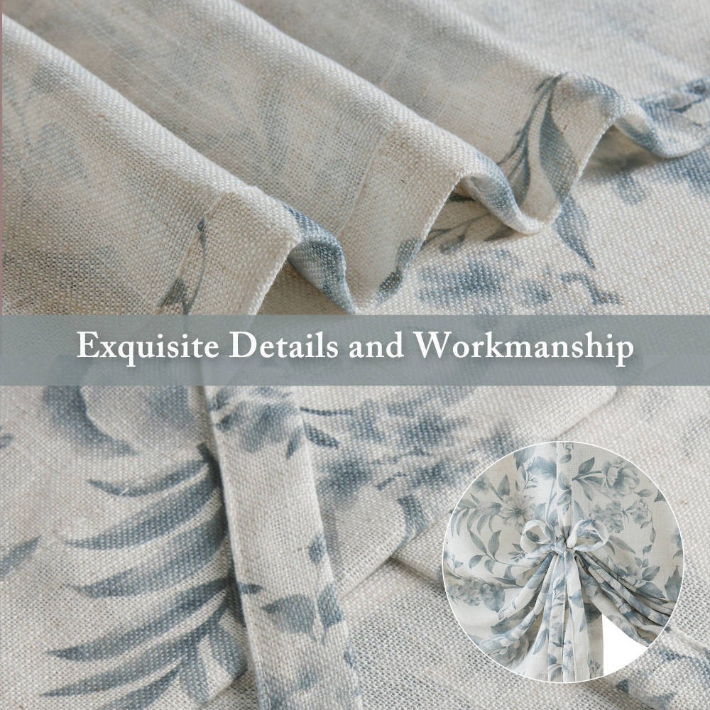 42×84″ Soft Lana Window Curtain Panel Botanical Print Adjustable Tie-Up Fabric