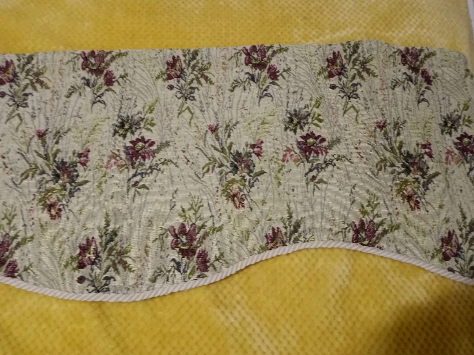 3) Tapestry Style Window Valances Floral Corded Scalloped ~52″ X 18″