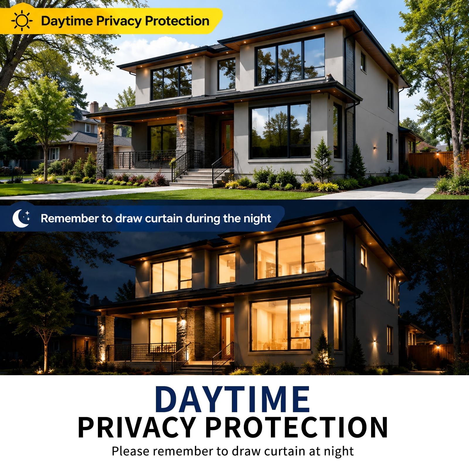WPCTEV One Way Window Privacy Film, See 17.5 Inch x 6.5 Feet, Black Silver