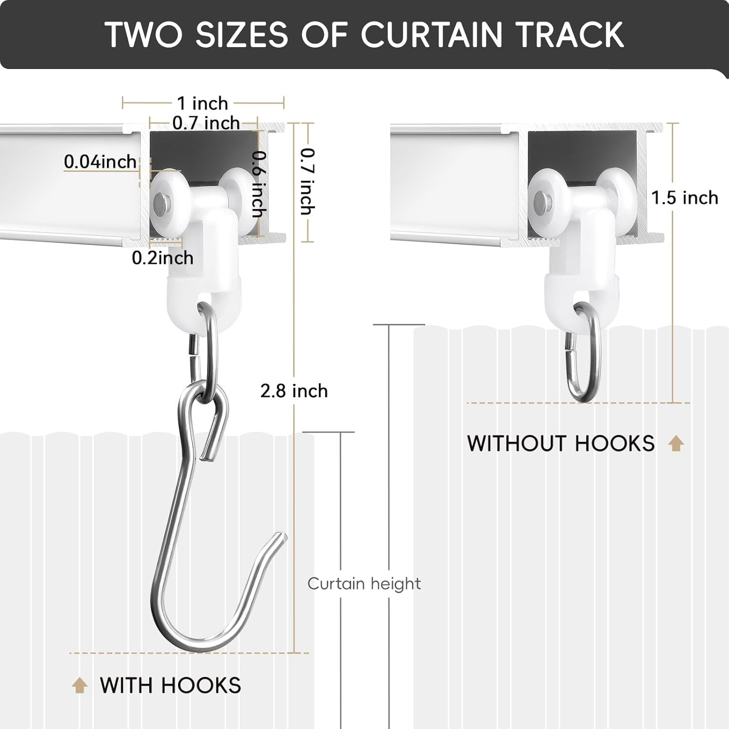 Adjustable Ceiling Curtain Track Set, 9Ft-12Ft, Room Divider, White