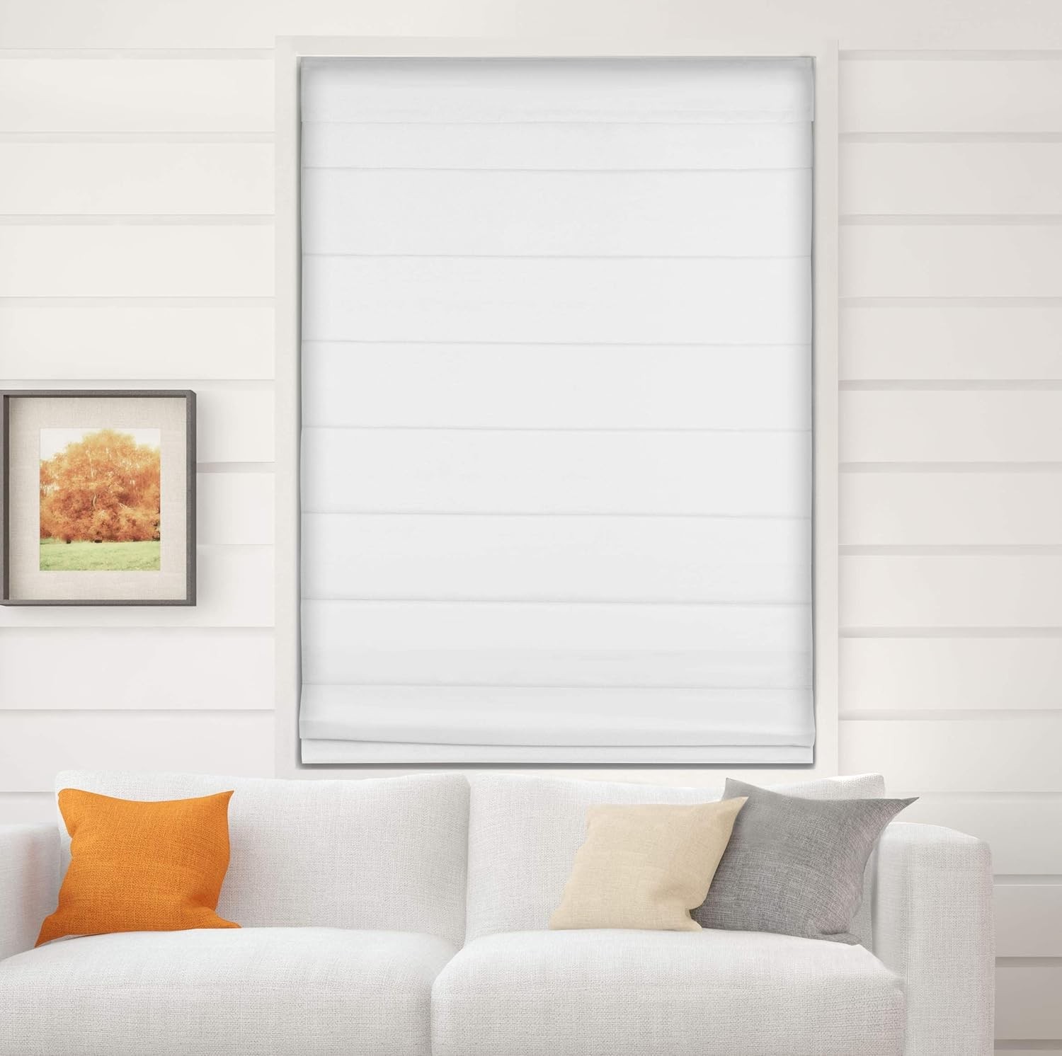Thermal Room Darkening Fabric Roman Shades, Color: White, Size: 58.5″ W X 60″ H,
