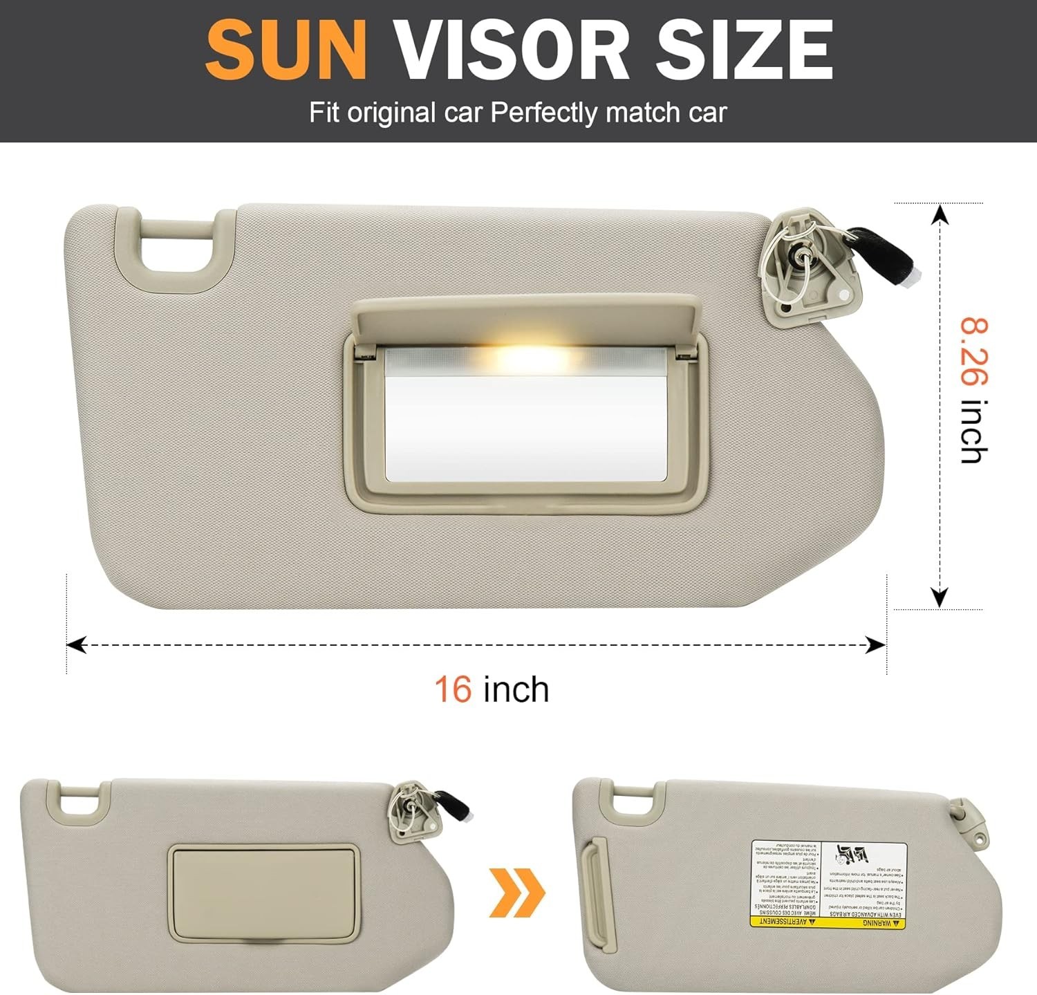 Left Driver Right Passenger Sun Visor Fit for Pathfinder 2013 2014 2015 Beige