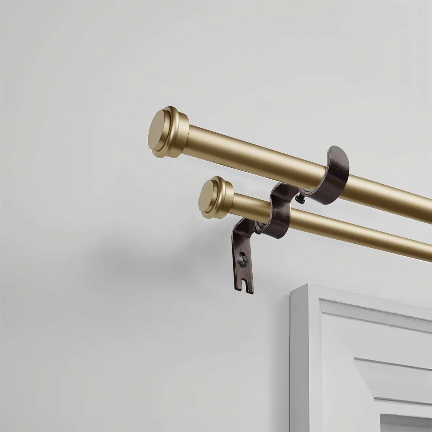 Double Curtain Rod Bracket 6 Pack Metal Curtain Rod Holders for Wall Sturdy