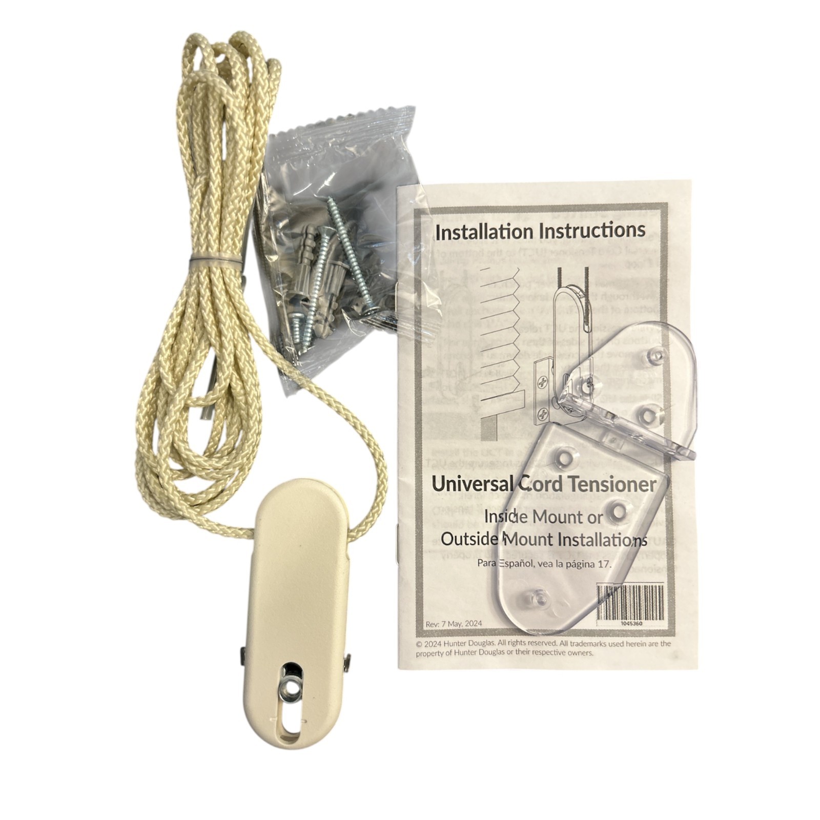 4ft. Ivory (Off White) 3.4mm. Continuous Looped Cord & tensioner – Blind String