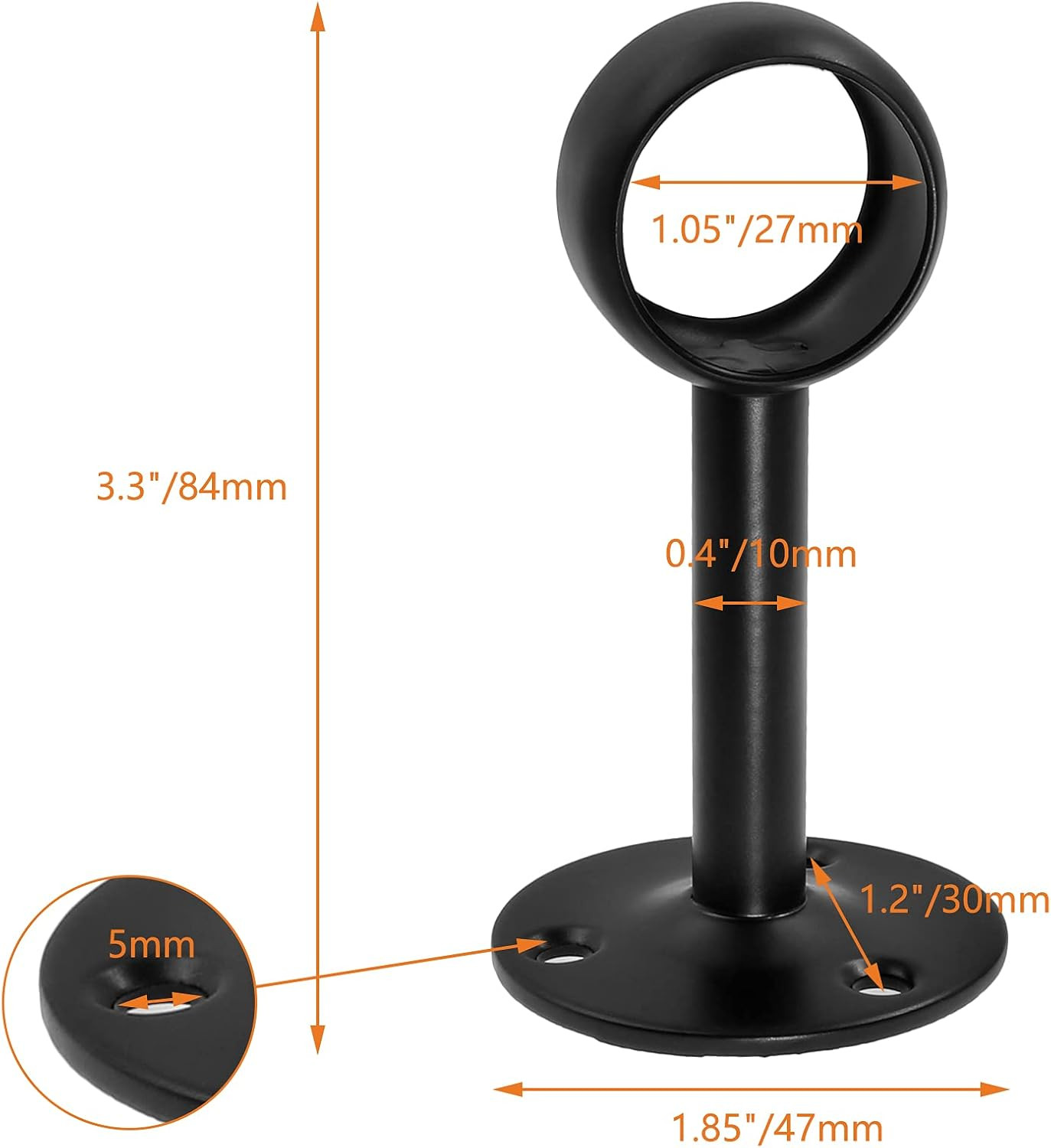 2 Pcs 1 Inch Ceiling Mount Curtain Rod Bracket, Flange Closet Rod Holder, Heavy