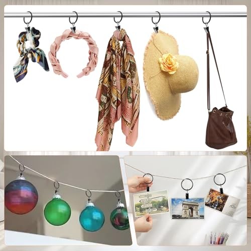 Curtain Rings with Clips, Curtain Hooks for Drapes, Curtain Clips with 26 PCS