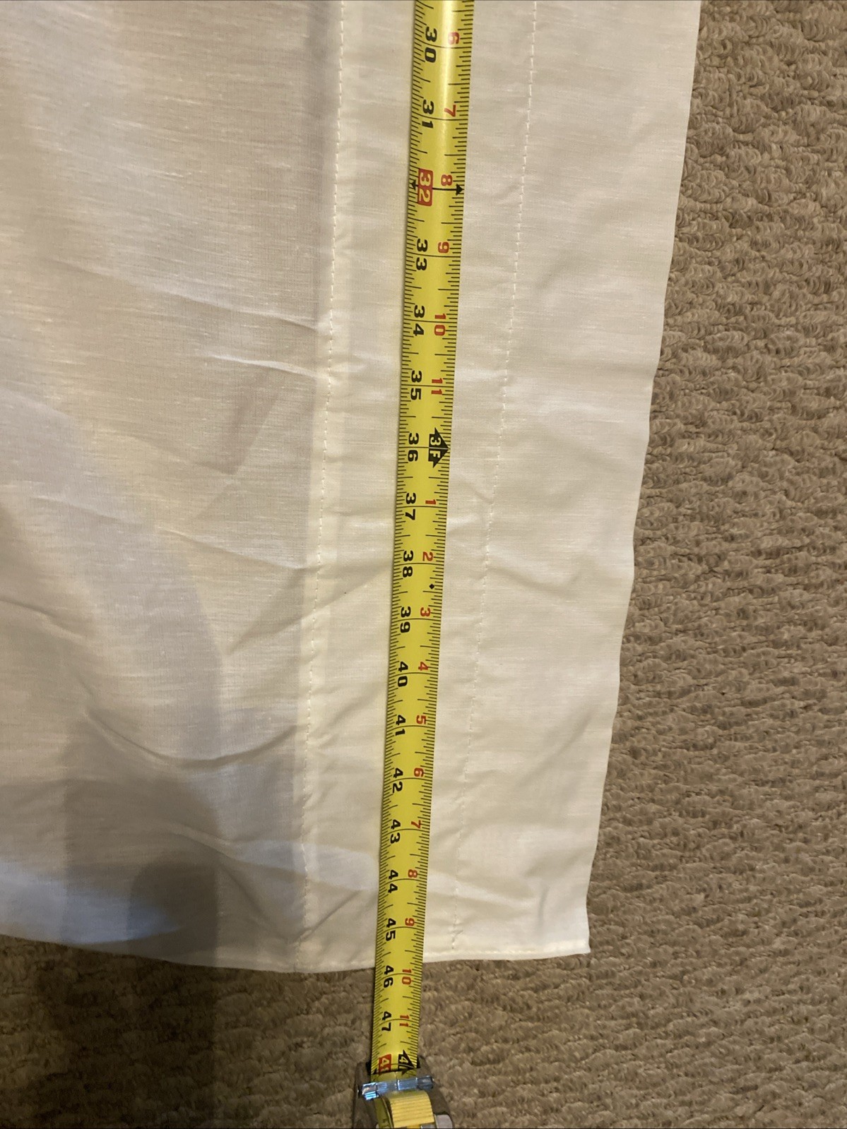 Pair Ivory Ruffled Curtains With Tie Back Bows Lace Trim 65″ Long Beautiful!