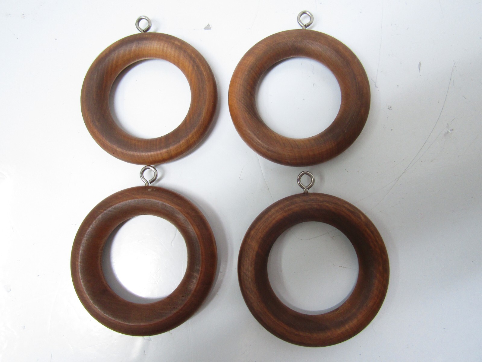 4 Count 1-3/8″ Wood Rings for Drapery Curtain Rods Poles English Chestnut Finish