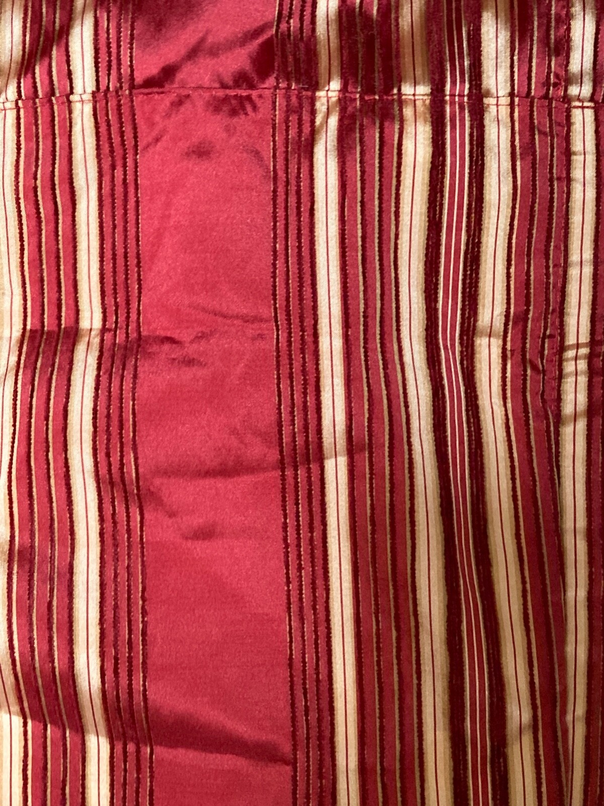 Waverly Valance Red Gold Faux Silk Chenille Stripe Tailored Button 52×15 -3 avai