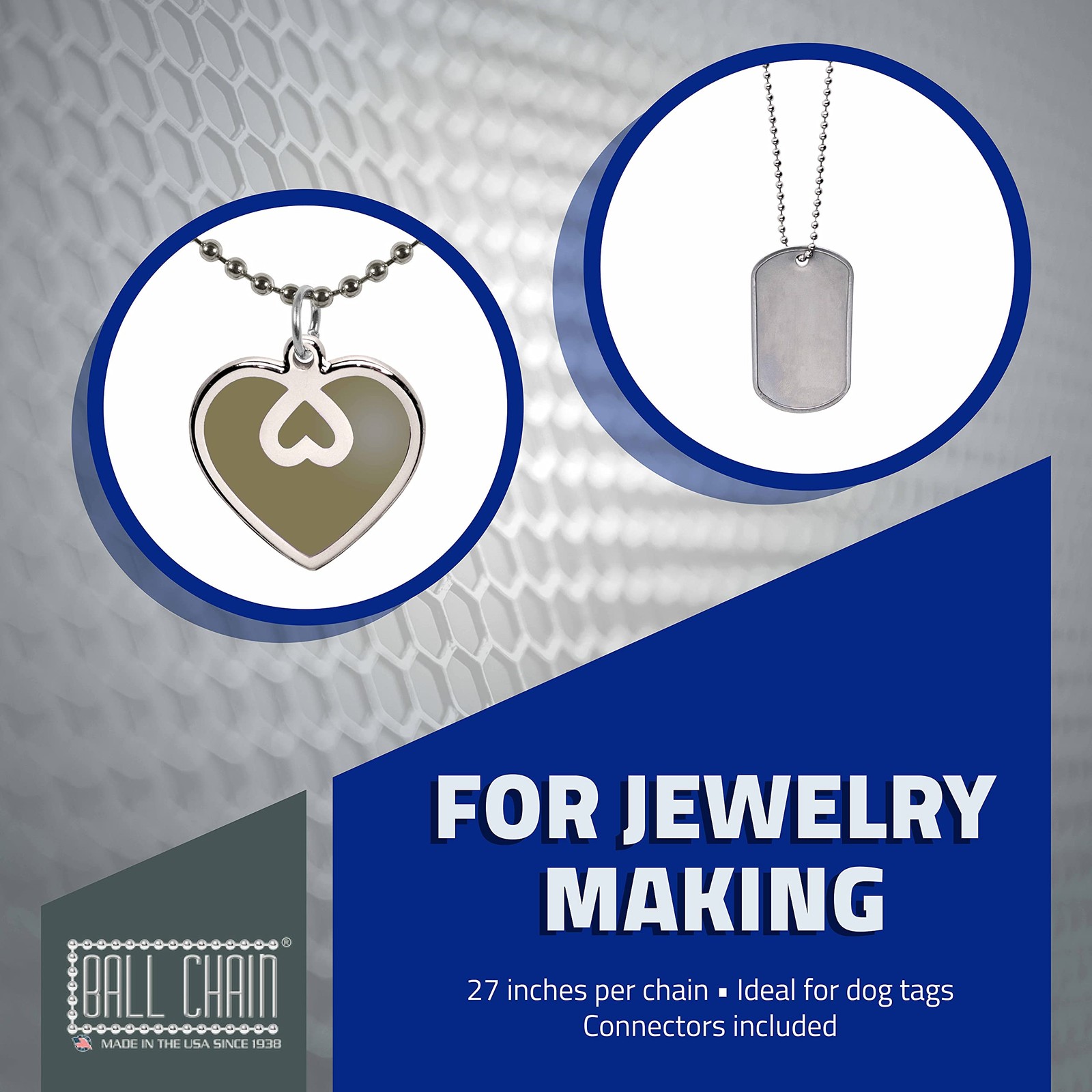 24 inches Number 3 Stainless Steel Necklace 100 Count | 2.4 mm in Diameter | …