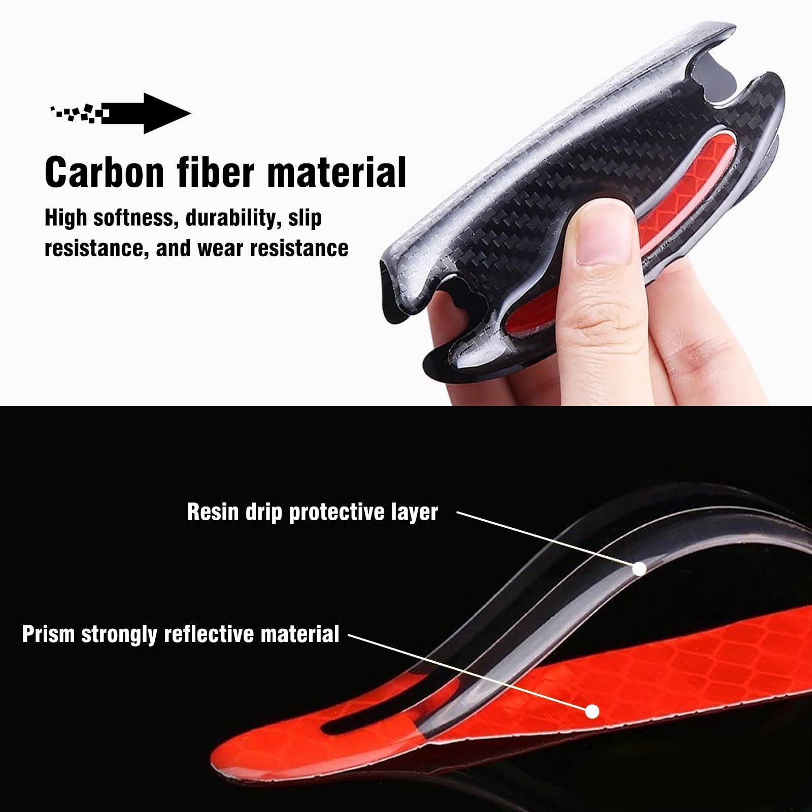 8 PCS Car Door Handle Sticker 4 PCS 3.5In x 3.2In Reflective Rubber Vehicle D…