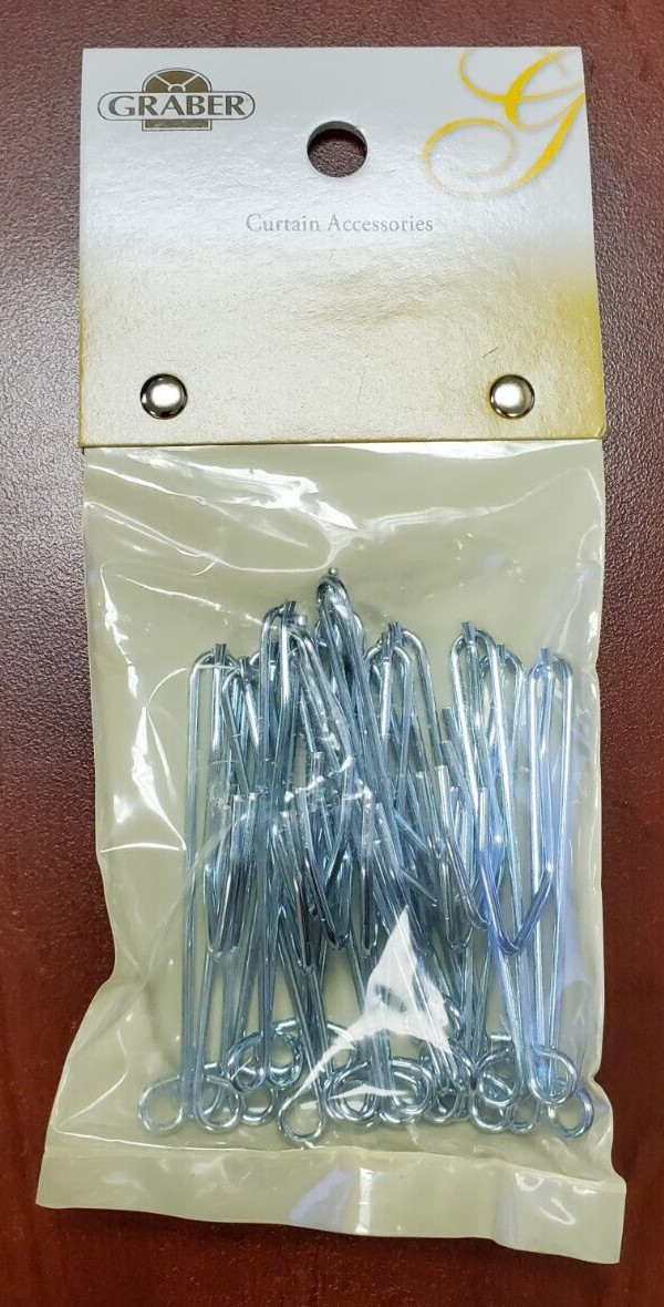 Graber 3-Inch Slip On Drapery Hooks with 1 Inch Drop – Set of 14 (7-240-0)