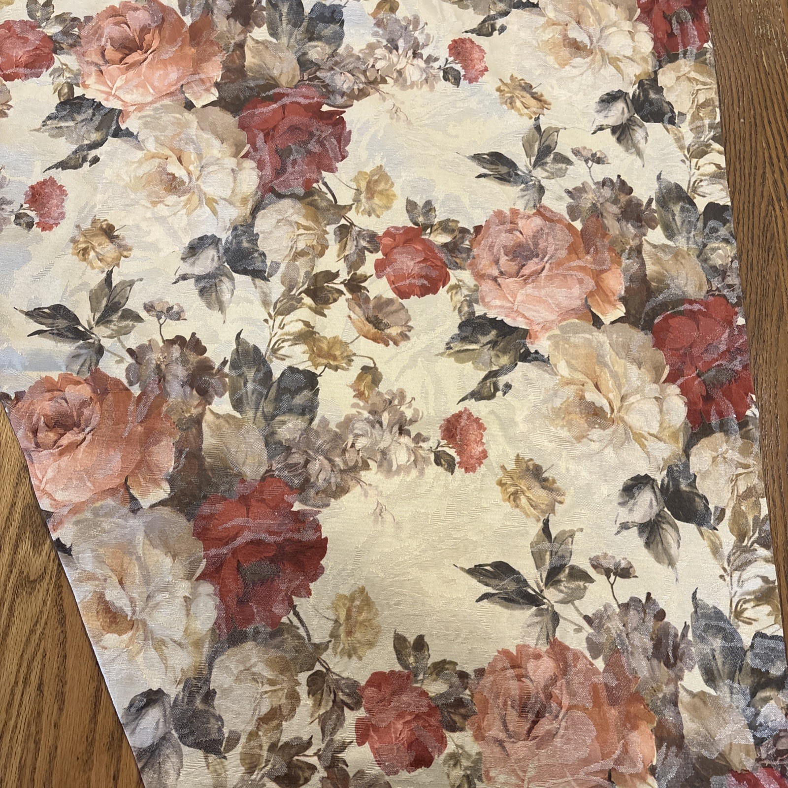 Set of 2 24×61” Floral Rose Lined Curtain Panels, Left & Right, Wide Rod Pocket