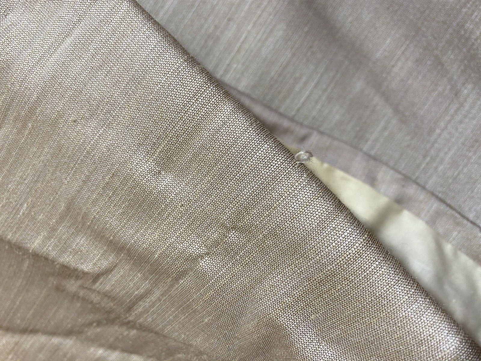 Custom Pinch Pleat Curtain Drape Beige Champagne Pom Fringe Trim WIDE 90 Long