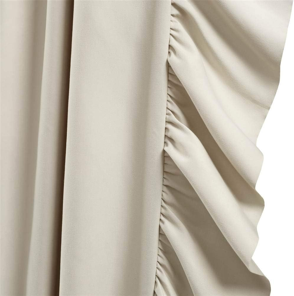 Reyna Ruffle Window Curtain Panel Set, Pair, 54″ W X 84″ L, Wheat – Flowy Curtai
