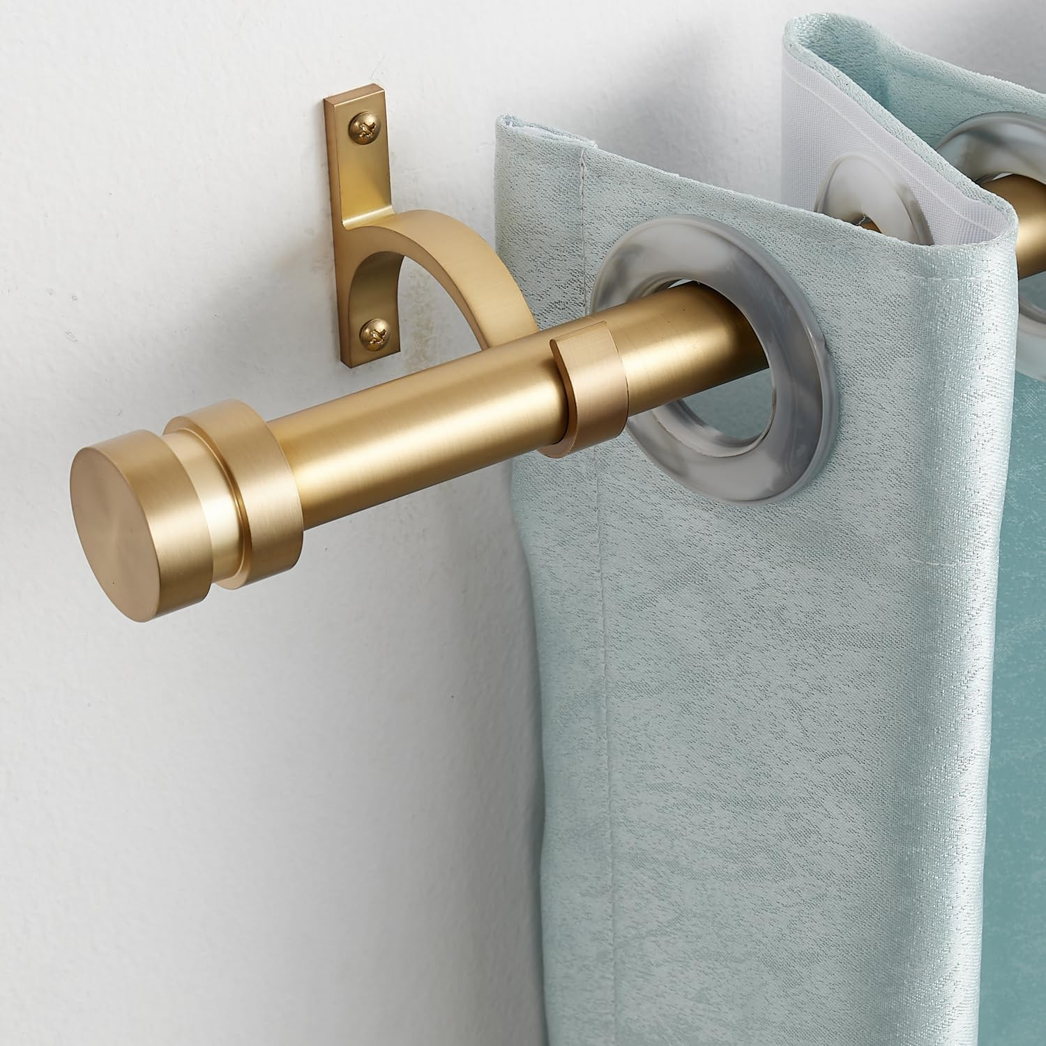 16-56 Inch Long Adjustable Warm Gold L Curtain Rods,1 Inch Diameter Splicing Hea
