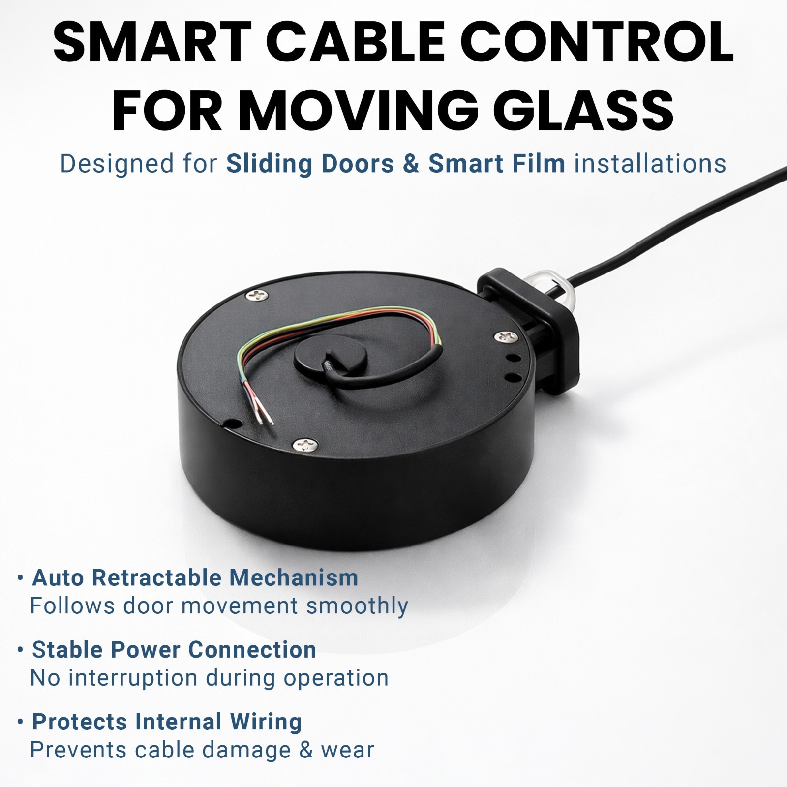 Retractable Wire Box PDLC Smart Film Cable Management Privacy Glass System