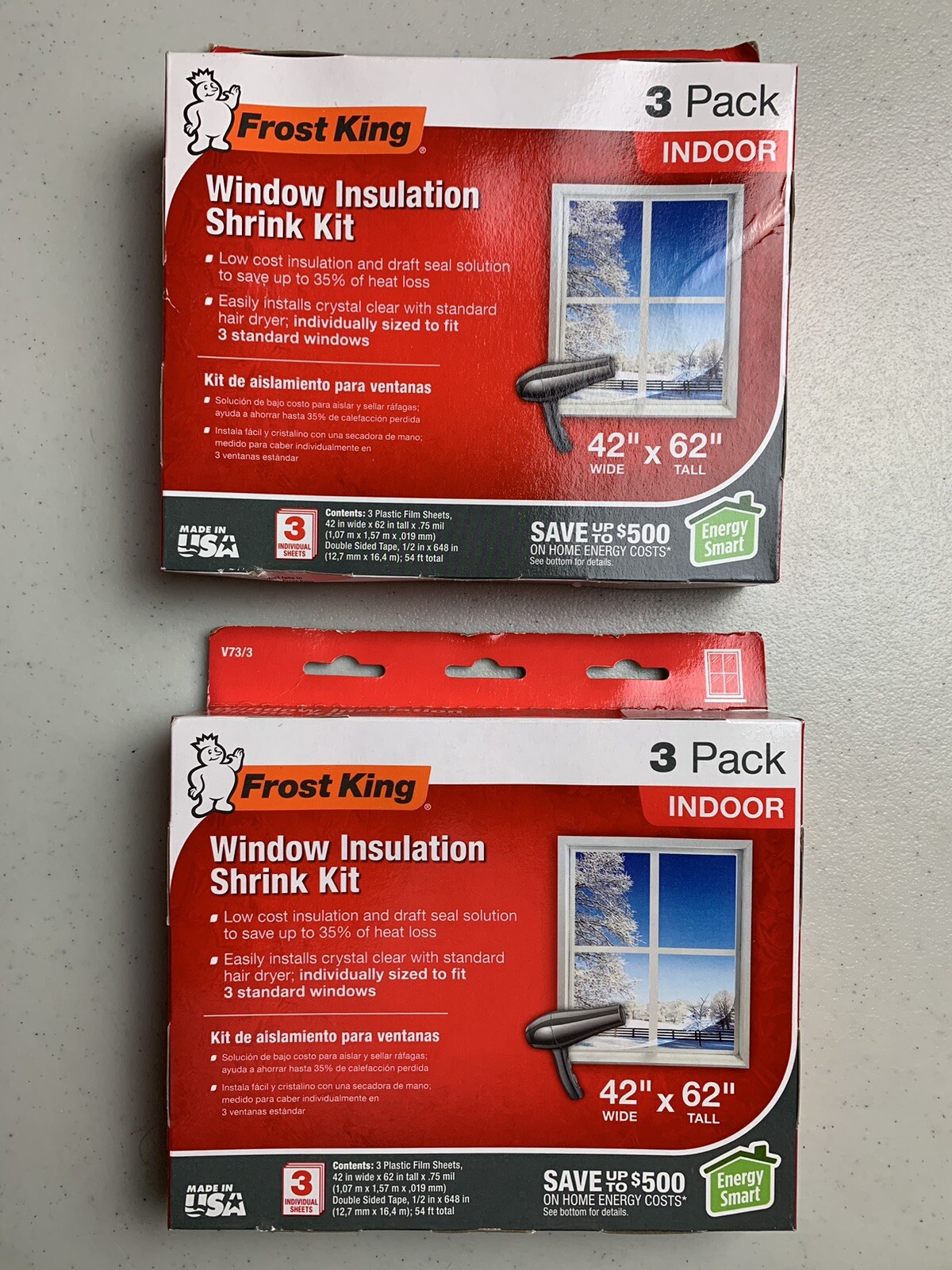 Frost King 42 in. x 62 in. Window Insulation Shrink Kit Lot Of 2 Cover 6 Windows