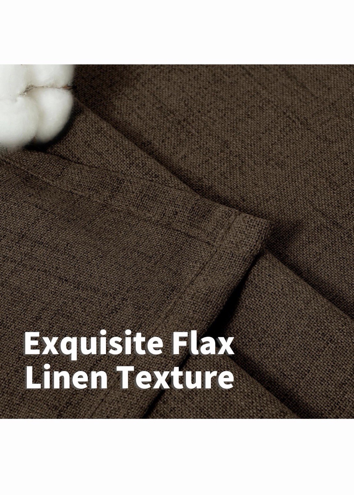 YoungsTex Brown Linen Curtain Panels 52 x 84 in Light Filtering Back Tab