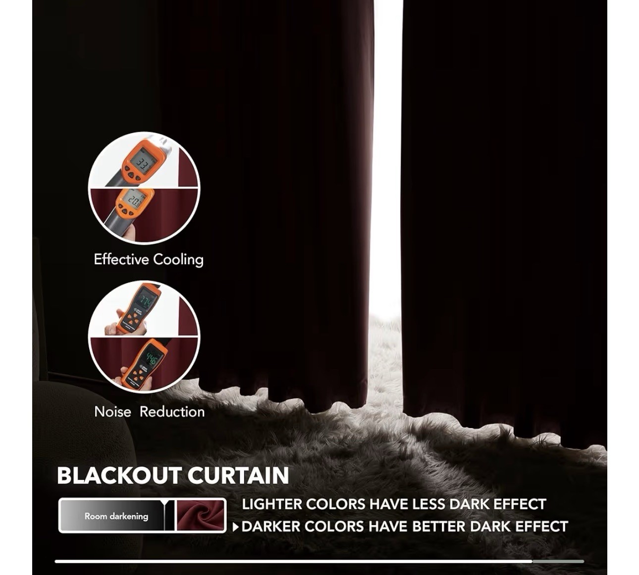 Burgandy Solid Curtains Thermal Insulated Blackout 52Wx54L” 2 Panels