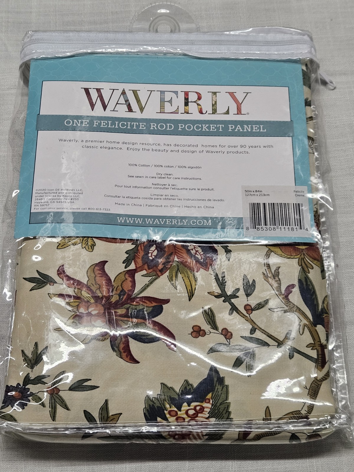 Waverly FELICITE Creme Red Gold Blue Green Floral Curtain PANEL Farmhouse 50X84