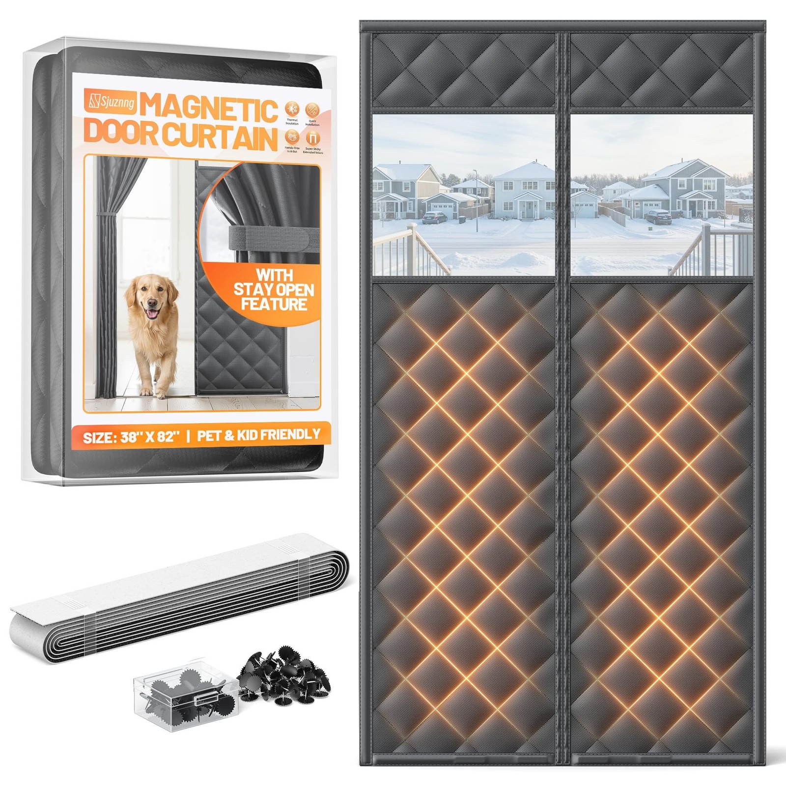 Magnetic Insulated Door Curtain Fits 36″x80″ Doors – Thermal Door C… Fast Ship
