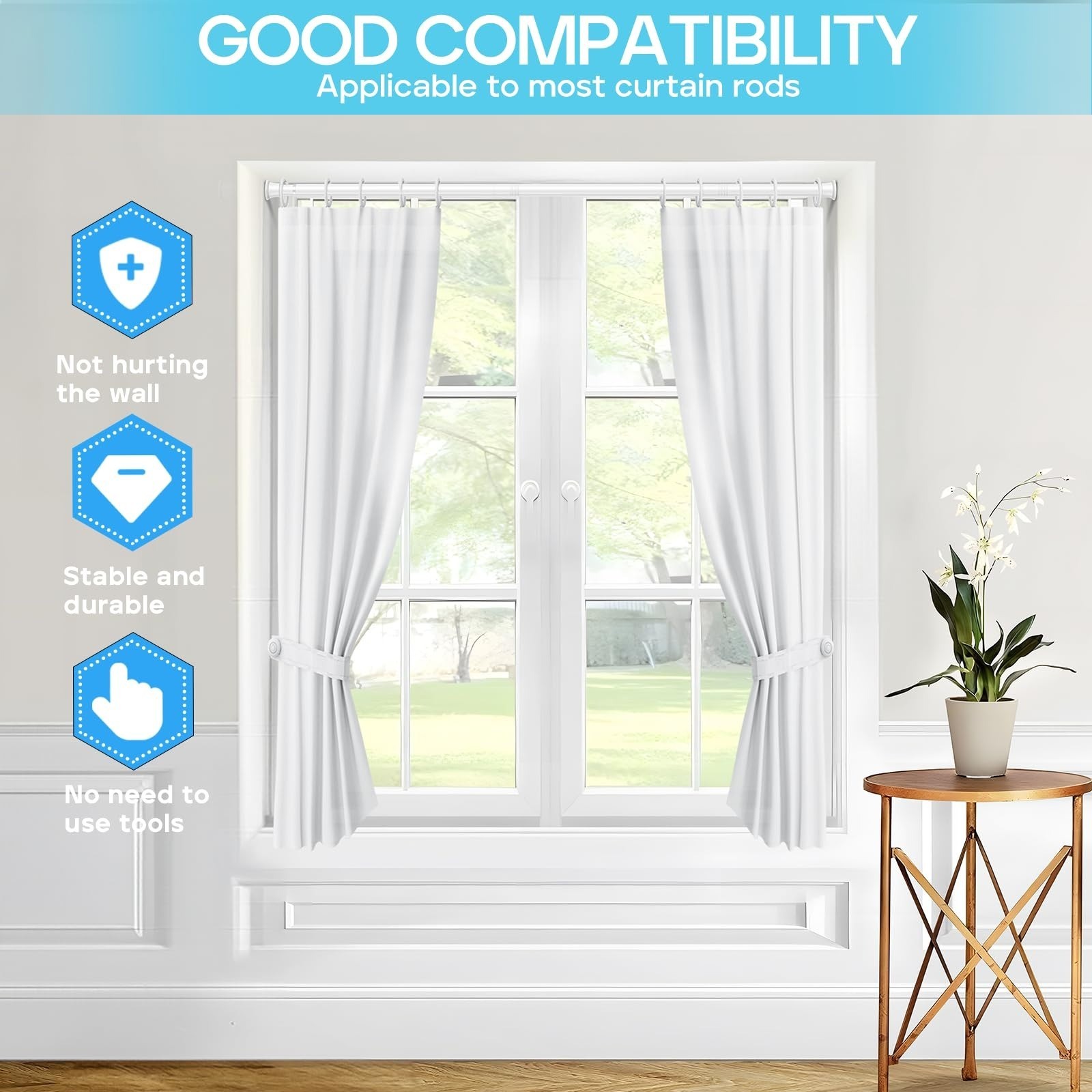 Spring Tension Curtain Rod 32-76 inch, Adjustable Expandable Tension Curtain Rod