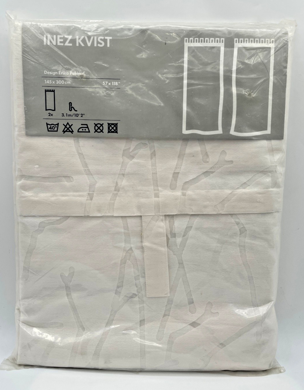 New IKEA Inez Kvist Ghost Tree White Curtain Panels 57”x 118” 2 Curtain Panels
