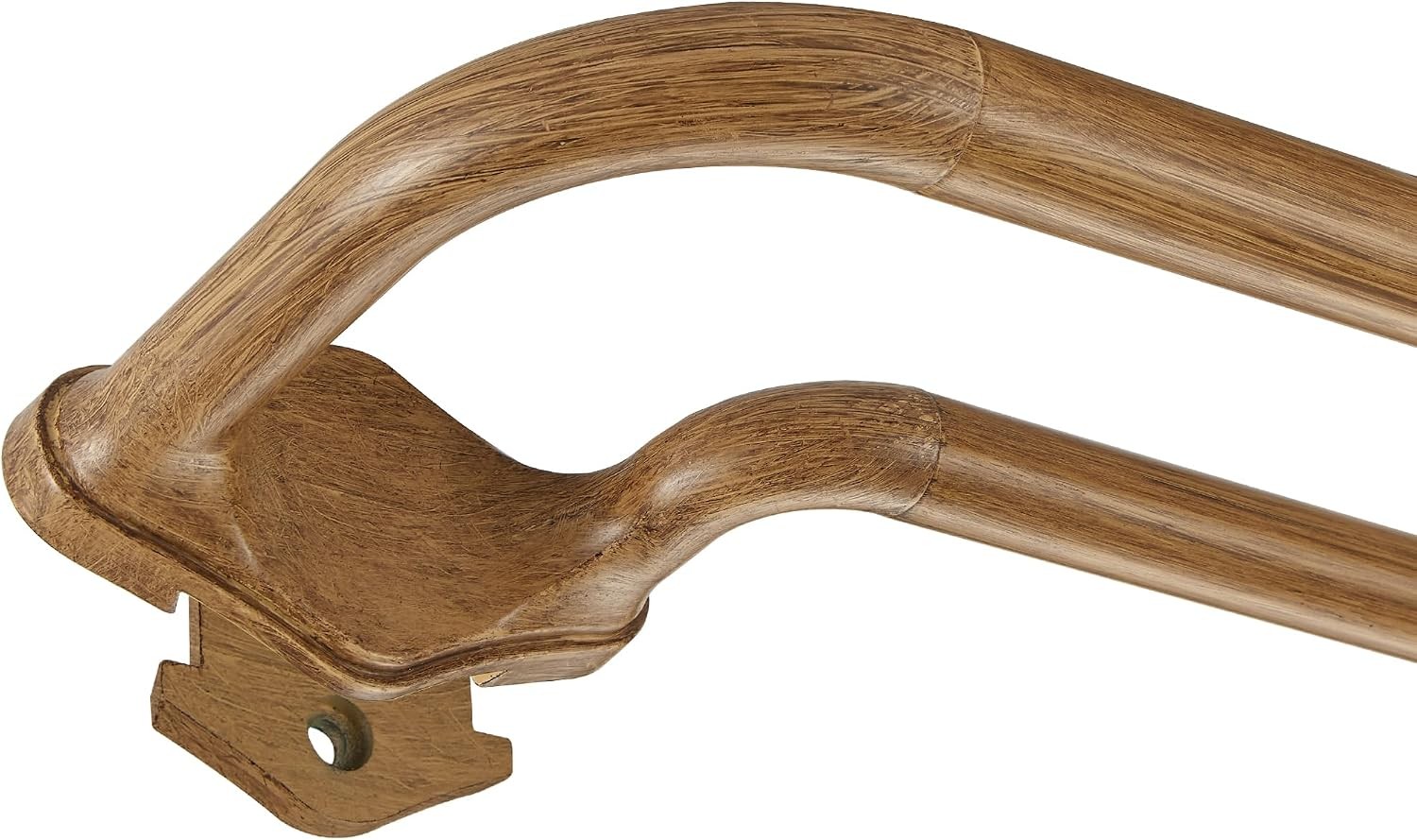 Brown Wood Grain Double Curtain Rods For Windows 72-144 Inch,Heavy Duty Doubl