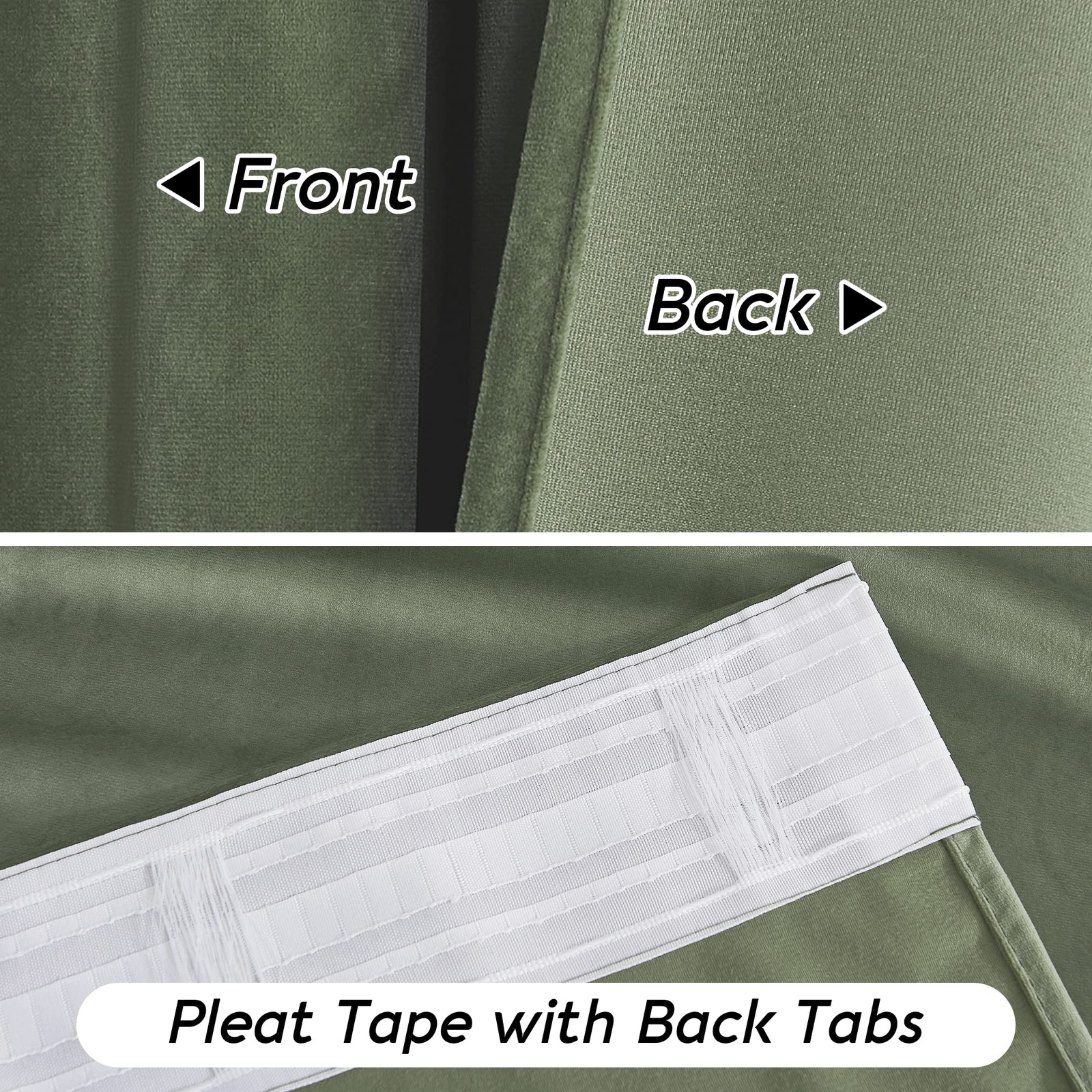 Sage Green Velvet Curtains 96 52″W x 96″L (Pack of 2),