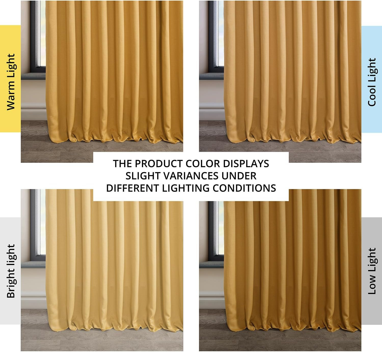 Faux Linen Curtains 100×96 Room Darkening Extra Wide Drapes Gold Panel