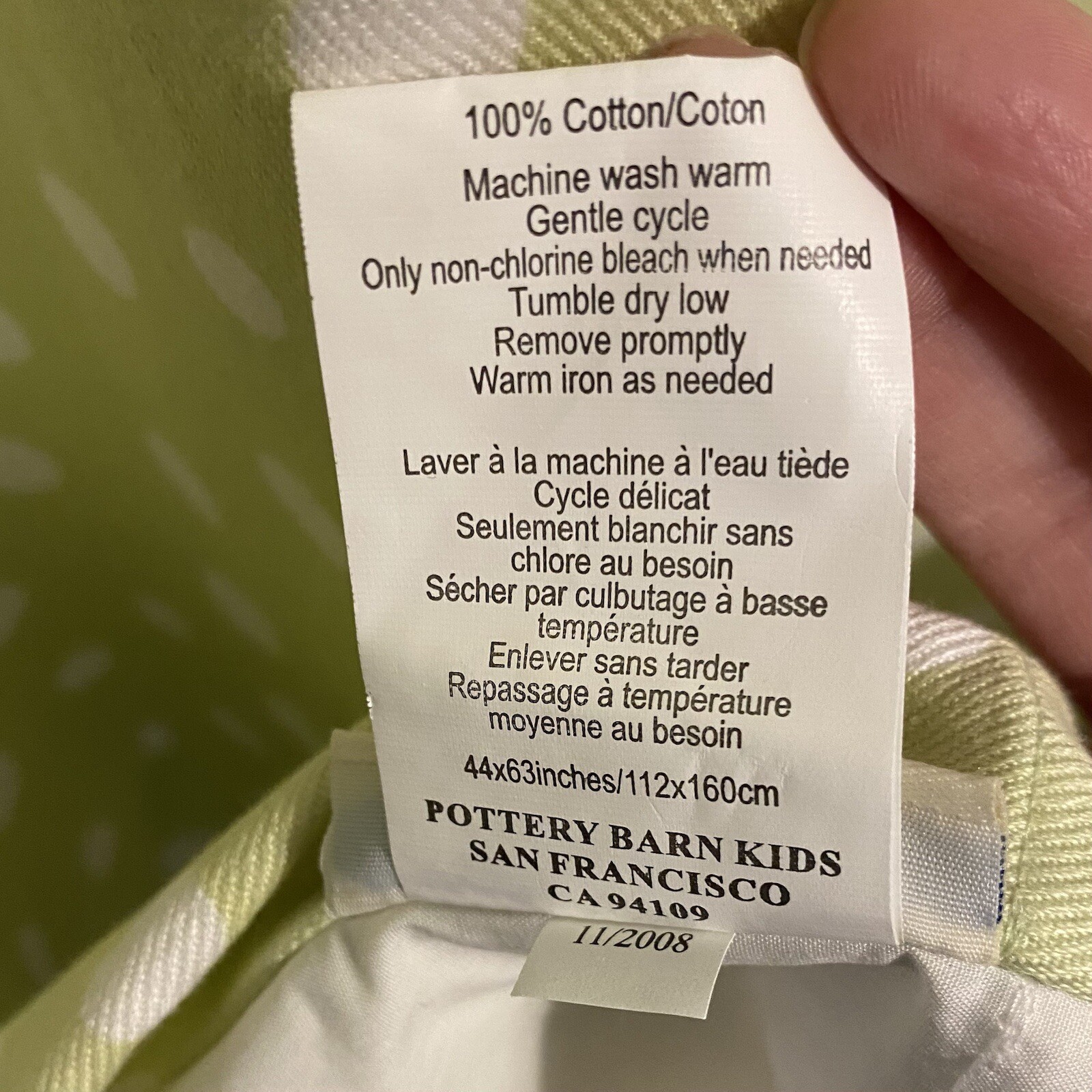 Pottery Barns Kids 44×63 in Lined Curtain Panels 2 Drapes Green White Polka Dot