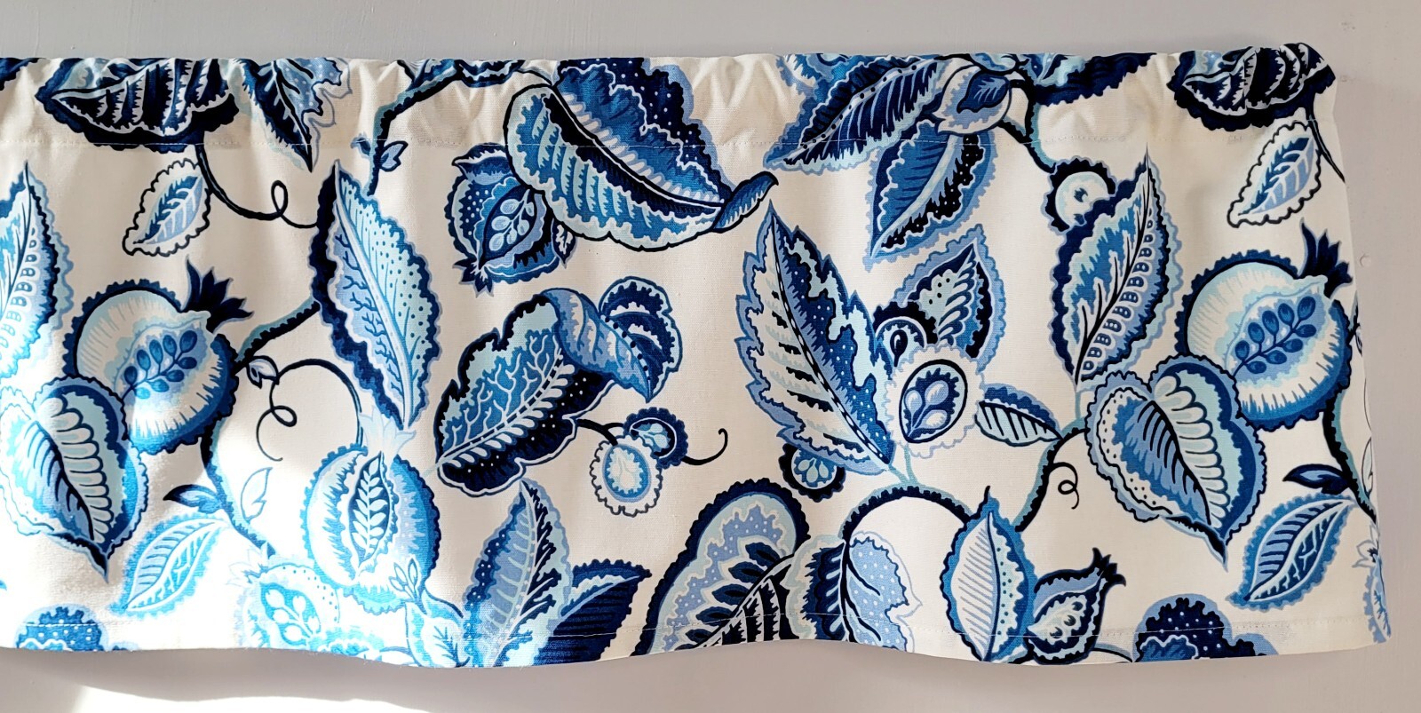 Blue and White Valance, Waverly Fantasy Fleur Valance Curtain