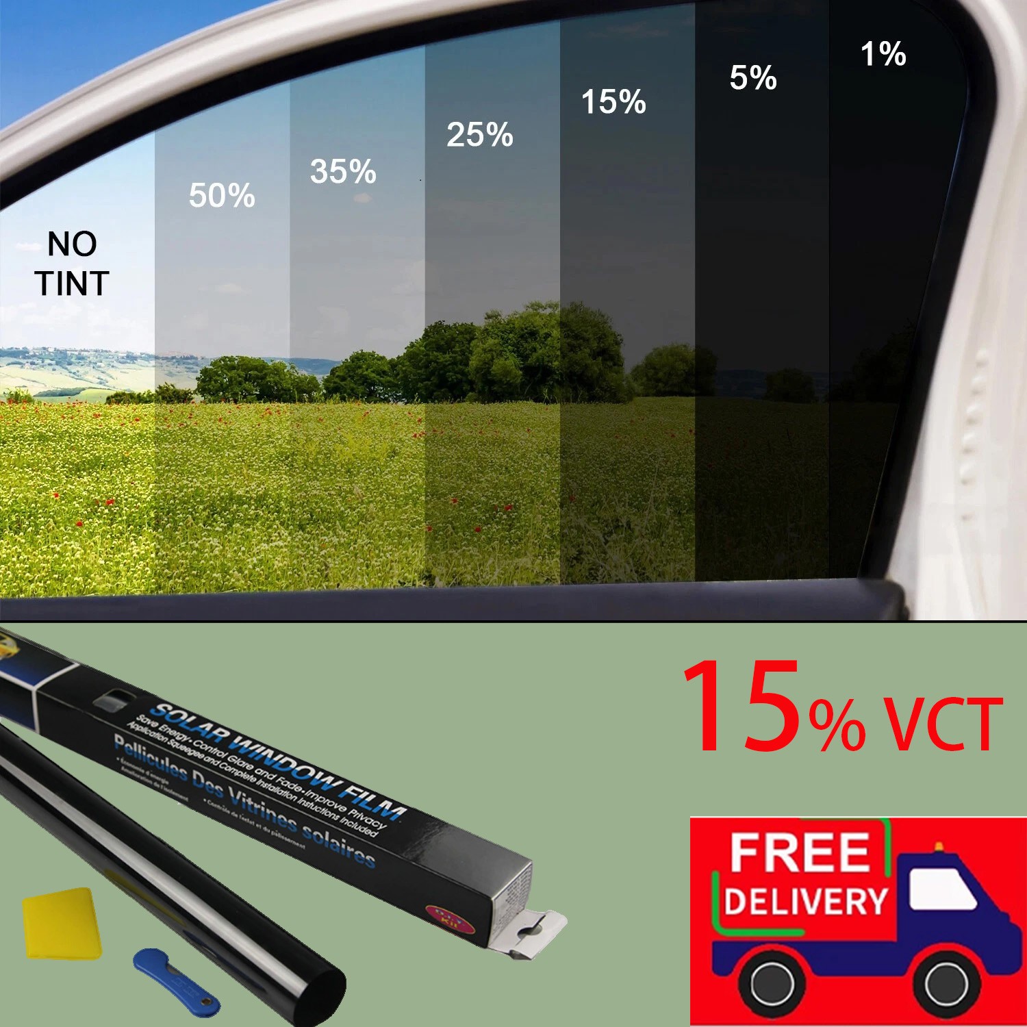 20″ x 10FT/20FT Uncut Roll Black Window Tint Film15% VLT For Car Home Office